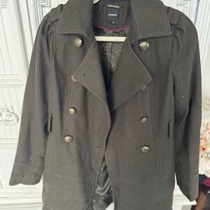 Express Olive Wool Blend Coat